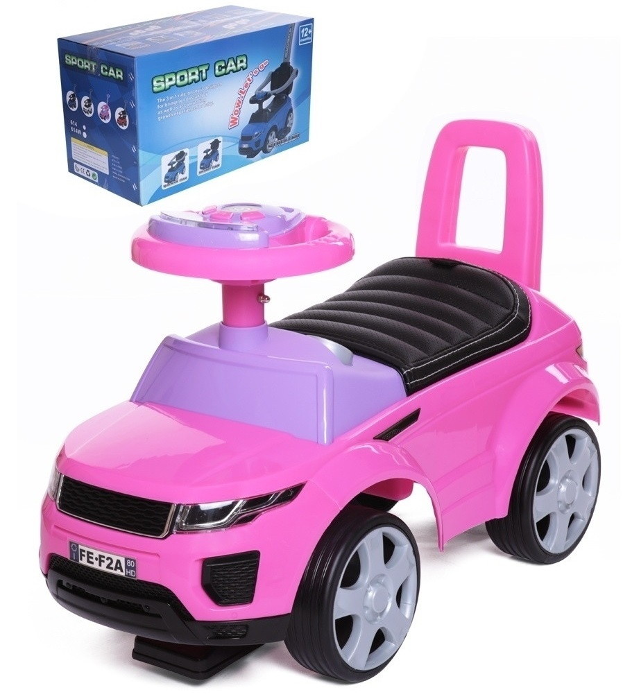 Детская каталка Baby Care Sport car кожаное сиденье, резиновые колеса Розовый (Pink)