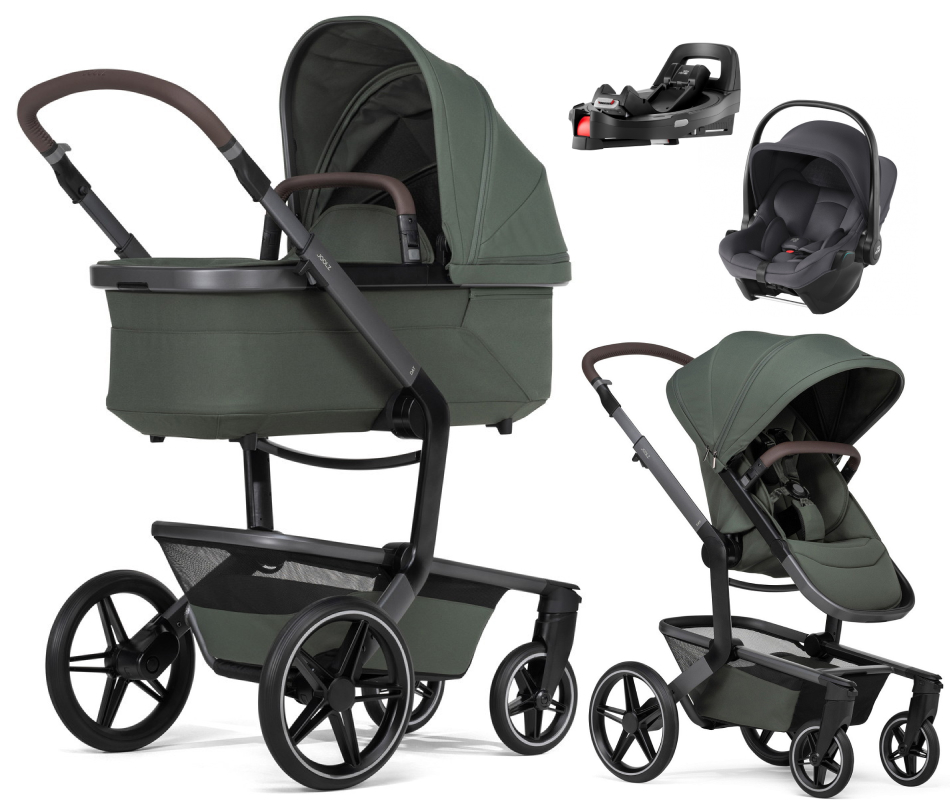 Детская коляска 4 в 1 Joolz Day 5 и автокресло Baby-Safe Core Midnight Grey и база Vario Base 5Z без адаптеров Forest Green