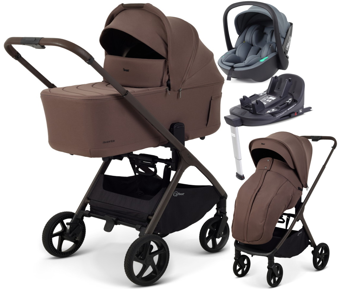 Детская коляска Rant Aventa 4 в 1 с автокреслом Miro Graphite и базой Beige