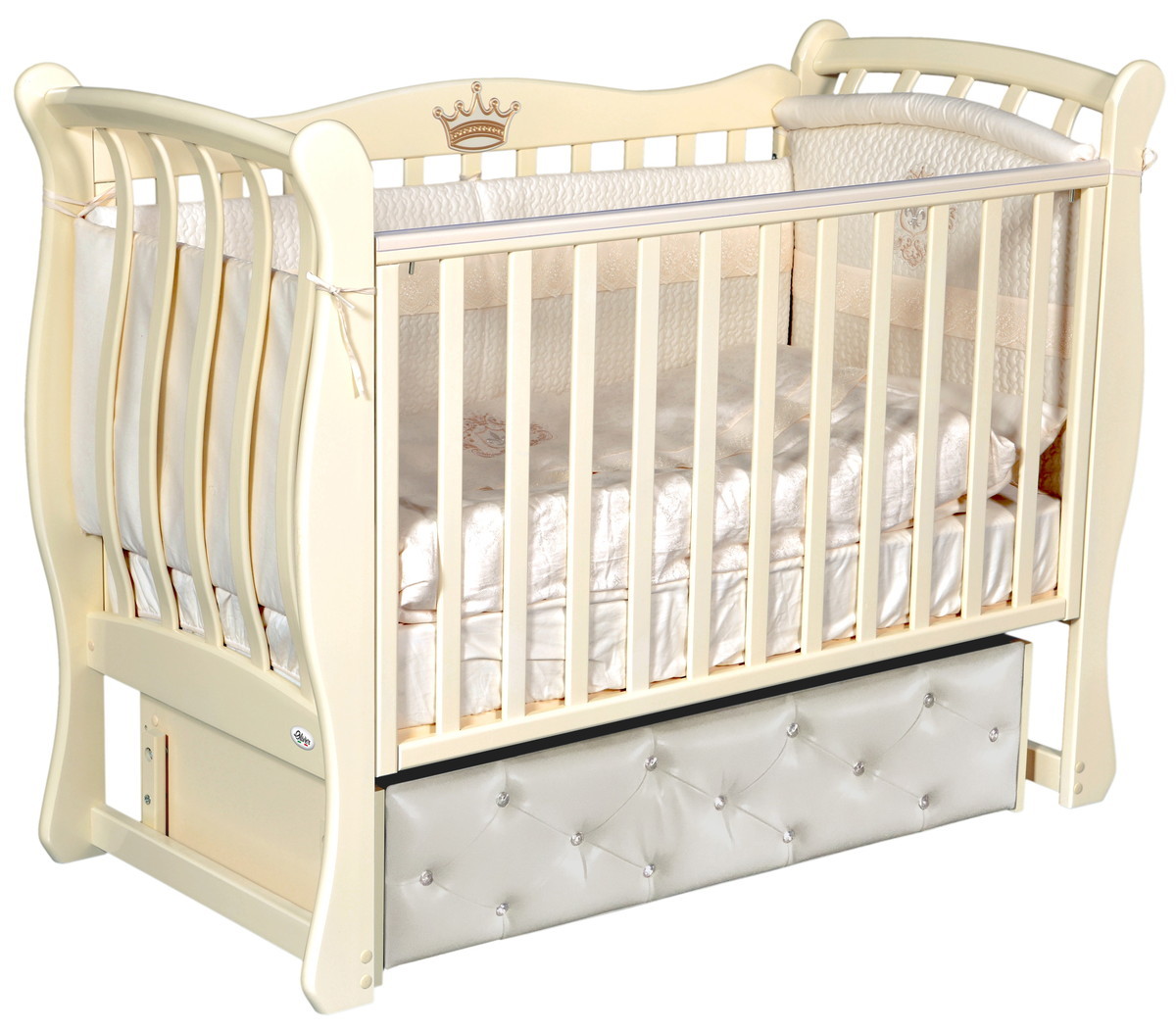 Детская кроватка Oliver Viana Elegance Premium универсальный маятник, мягкий фасад слоновая кость