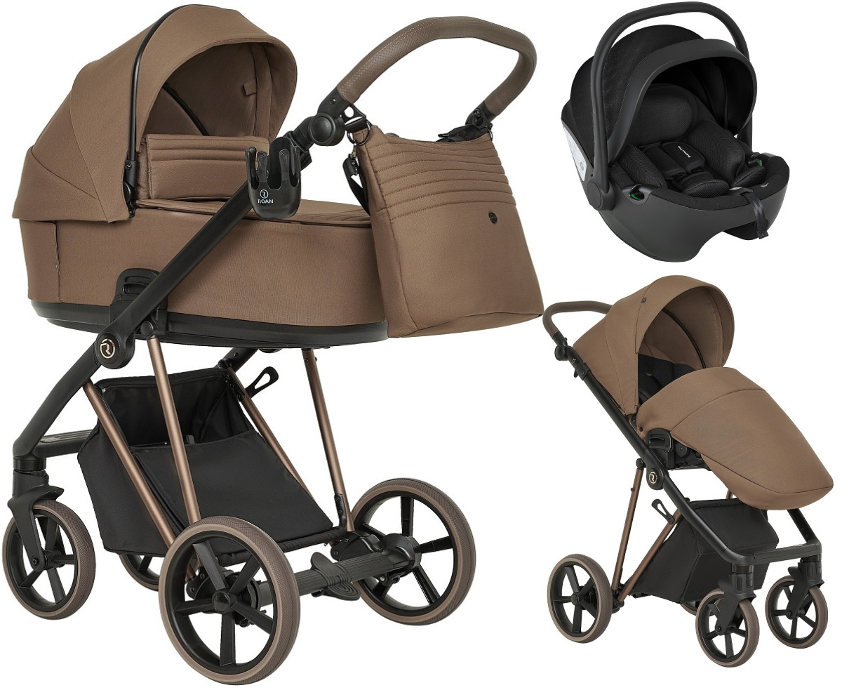 Детская коляска Roan Sol Vintage Luxury 2.0 3 в 1 с автокреслом Pituso Baesa Pro Black VIN 03/MM Mocha Mousse/Cappuccino/руч.Cappuccino