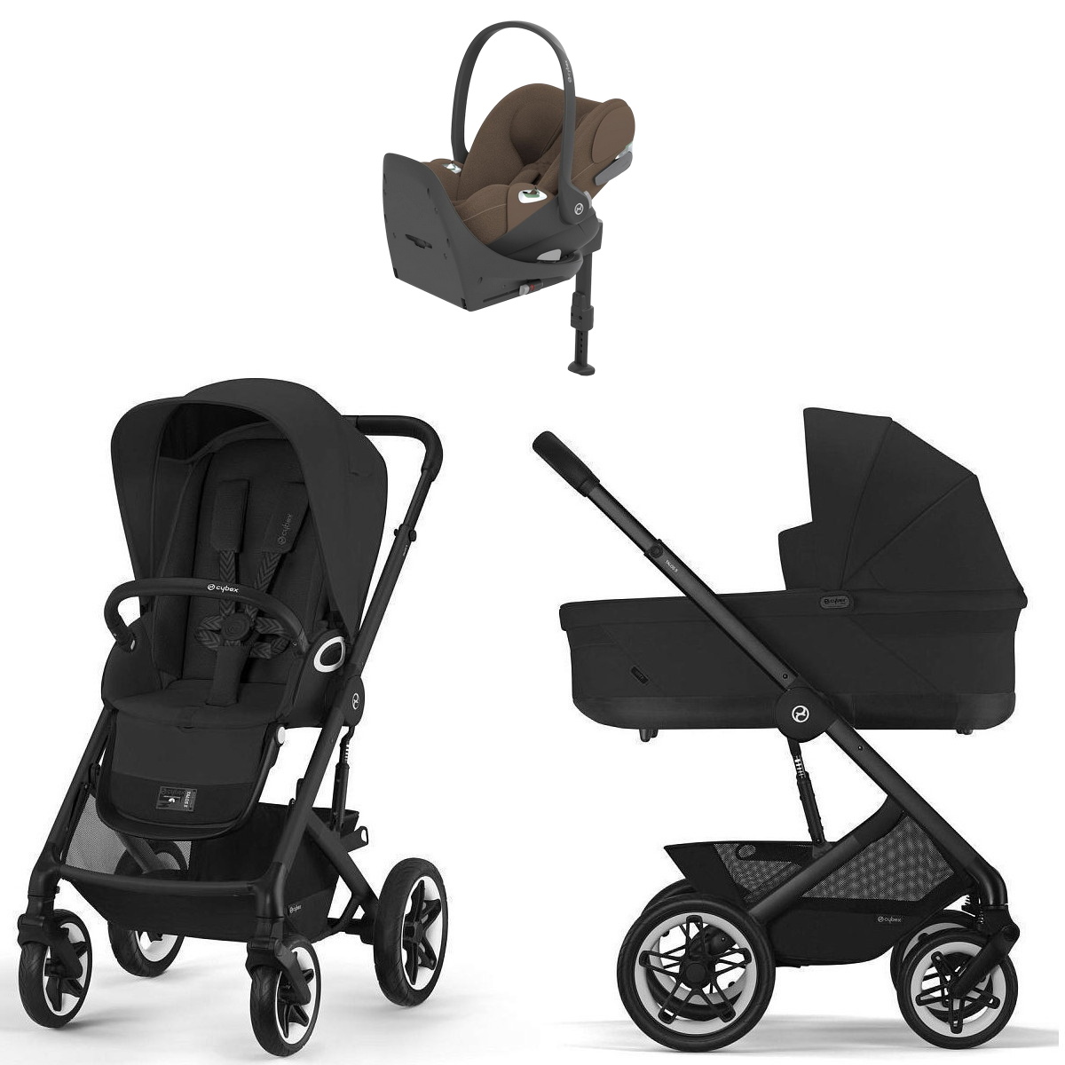 Коляска Cybex Talos S Lux BLK complete Cloud T Coconut Brown Plus Base T 4 в 1 Moon Black с дождевиками