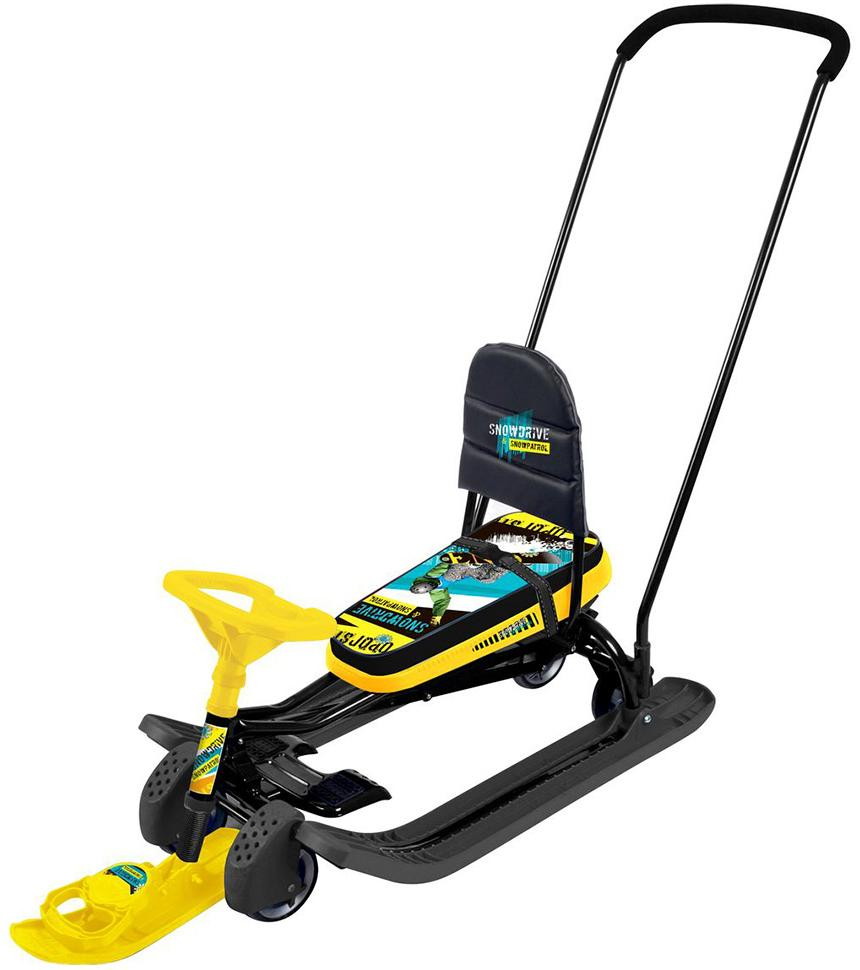 Детский снегокат Nika Тимка Спорт 6 с толкателем winter sport-черный каркас