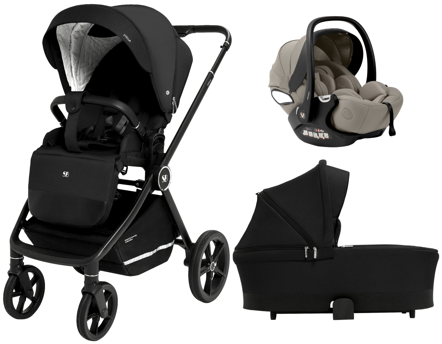 Коляска 3 в 1 Sweet Baby Stella + автокресло Premier Begie Black