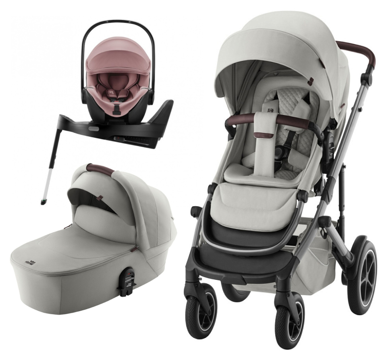 Коляска 3 в 1 Britax Roemer Smile 5Z LUX и автокресло Baby-Safe PRO Style Dusty Rose + Vario Base 5Z Linen Grey