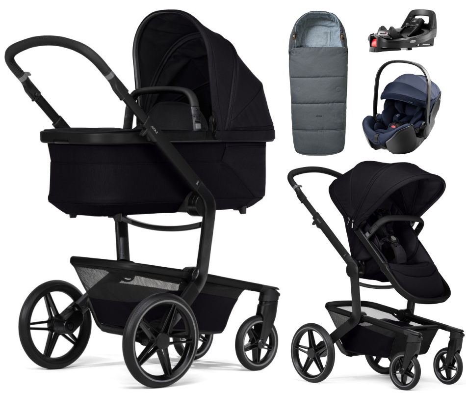 Детская коляска 4 в 1 Joolz Day 5 и автокресло Britax Roemer Baby-Safe Pro Style Night Blue и база Vario Base 5Z + конверт в подарок Space black