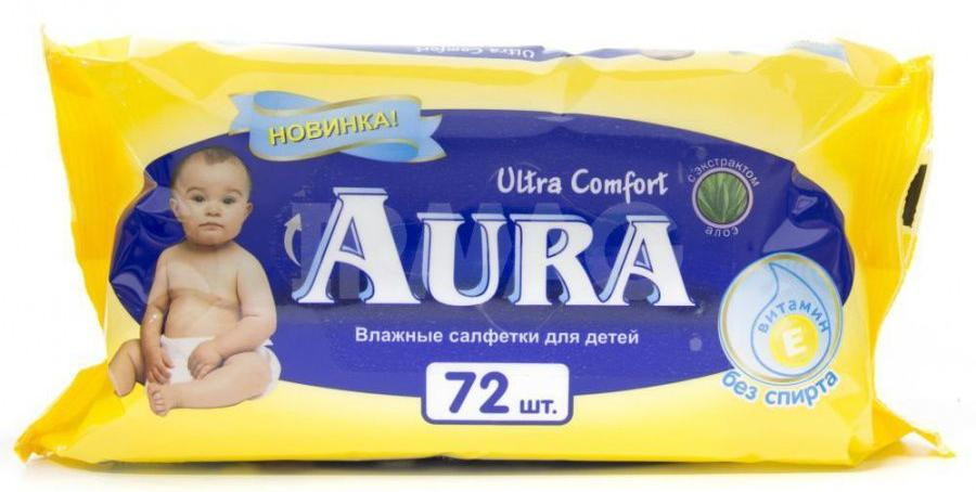 Детские влажные салфетки Aura Ultra Comfort 72 шт.