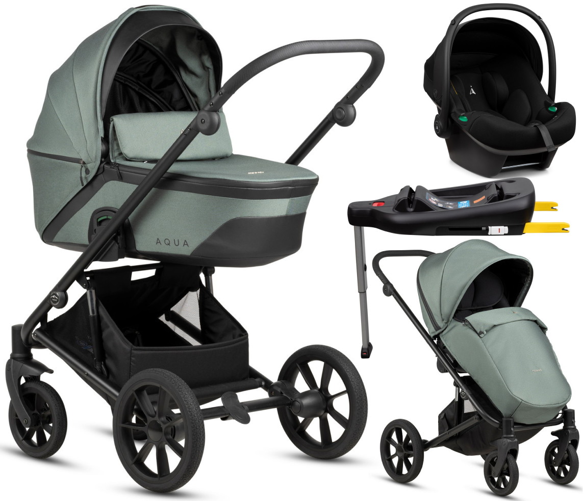 Детская коляска Noordi Aqua V2 4 в 1 с автокреслом Terra Black и базой 1482842 Fern