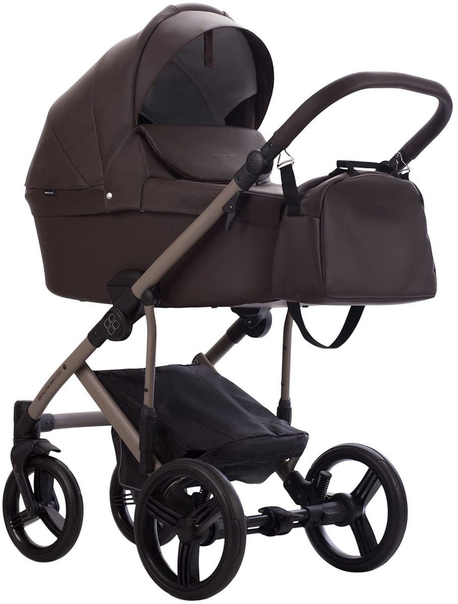 Детская коляска Bebetto Magnum Light Pro 2 в 1 09 коричневая кожа, бежевая рама