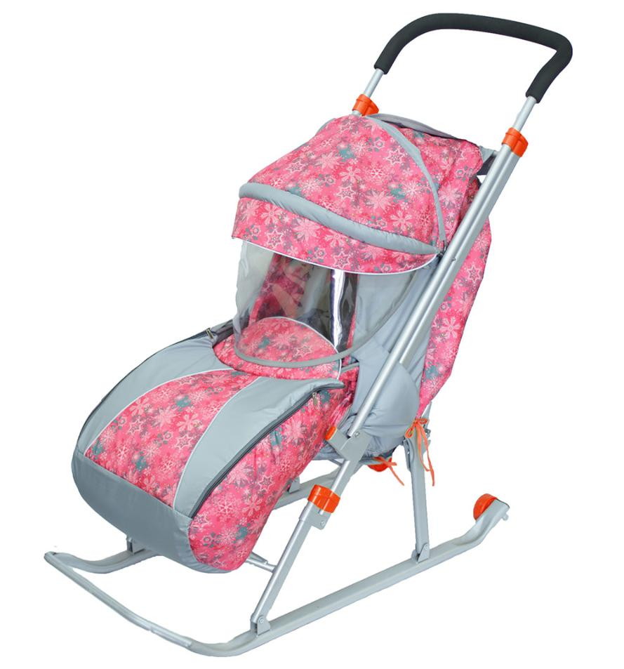 Детские санки-коляска Galaxy Галактика Плюс розовый