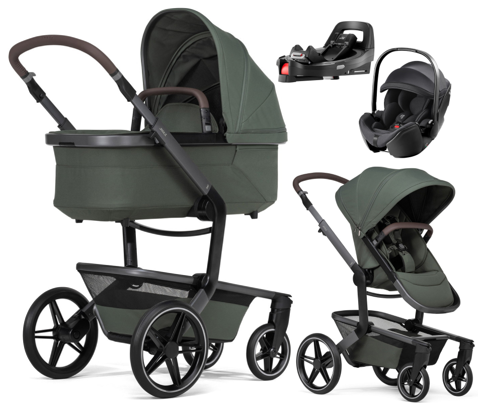 Детская коляска 4 в 1 Joolz Day 5 и автокресло Britax Roemer Baby-Safe Pro Classic Deep Black и база Vario Base 5Z Forest Green