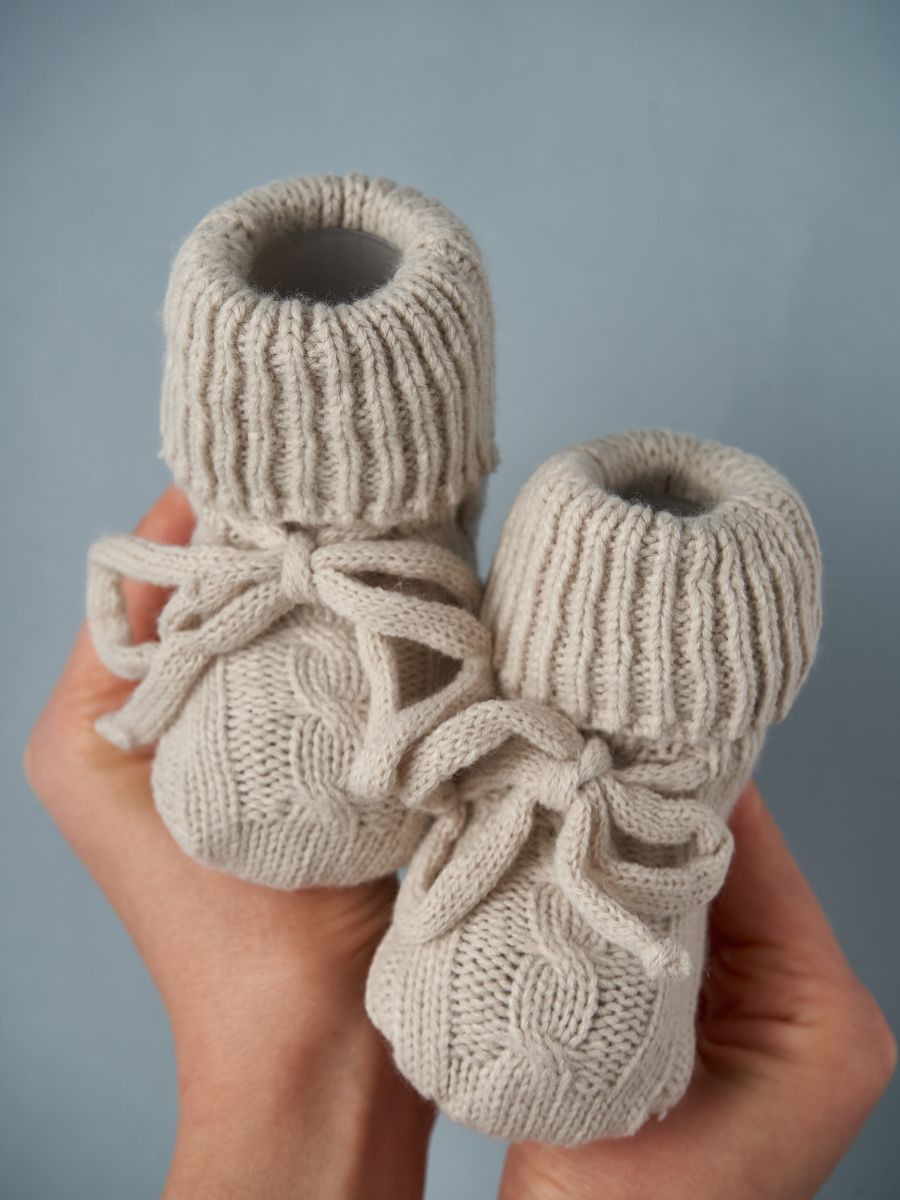 Носочки Little Star вязаные с завязками 0169 (нк) жемчужный, 12 см 3