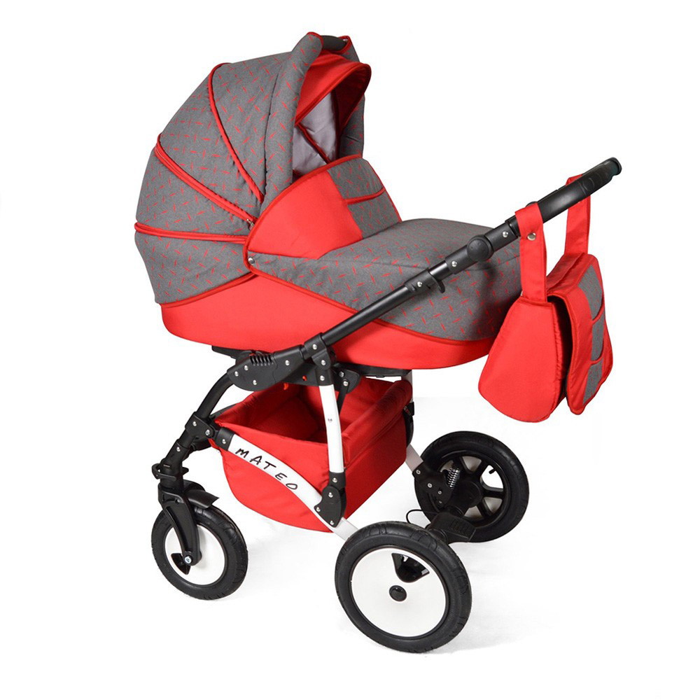 Детская коляска Alis Mateo F 3 в 1 Ma22 серый+красный