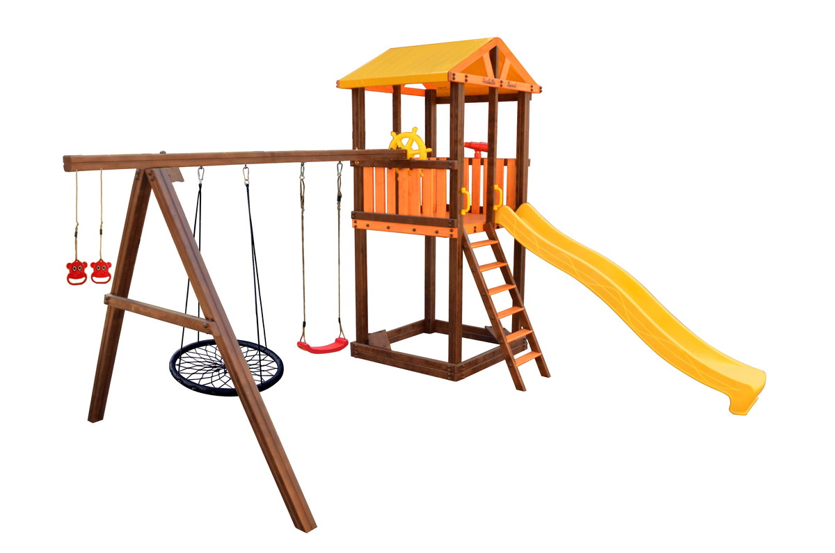 Детский игровой комплекс Perfetto sport Pitigliano-3 + качели Паутина
