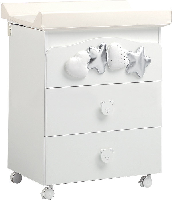 Детский пеленальный комод Mibb Moon белый/серебряный
