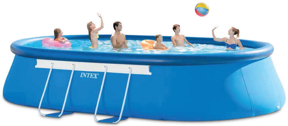 Бассейн каркас.овал Intex 610х366х122см наб.(видео,насос-фильтр,лест.,настил,тент) 220в. с28194