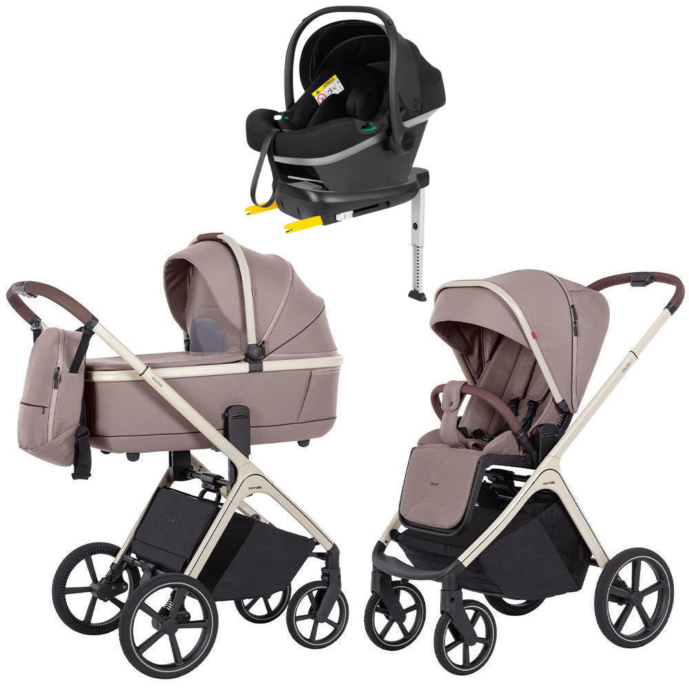 Коляска Carrello Vector CRL-6550 Nova DK791 Grey Line с базой Isofix 3 в 1 Rock Beige