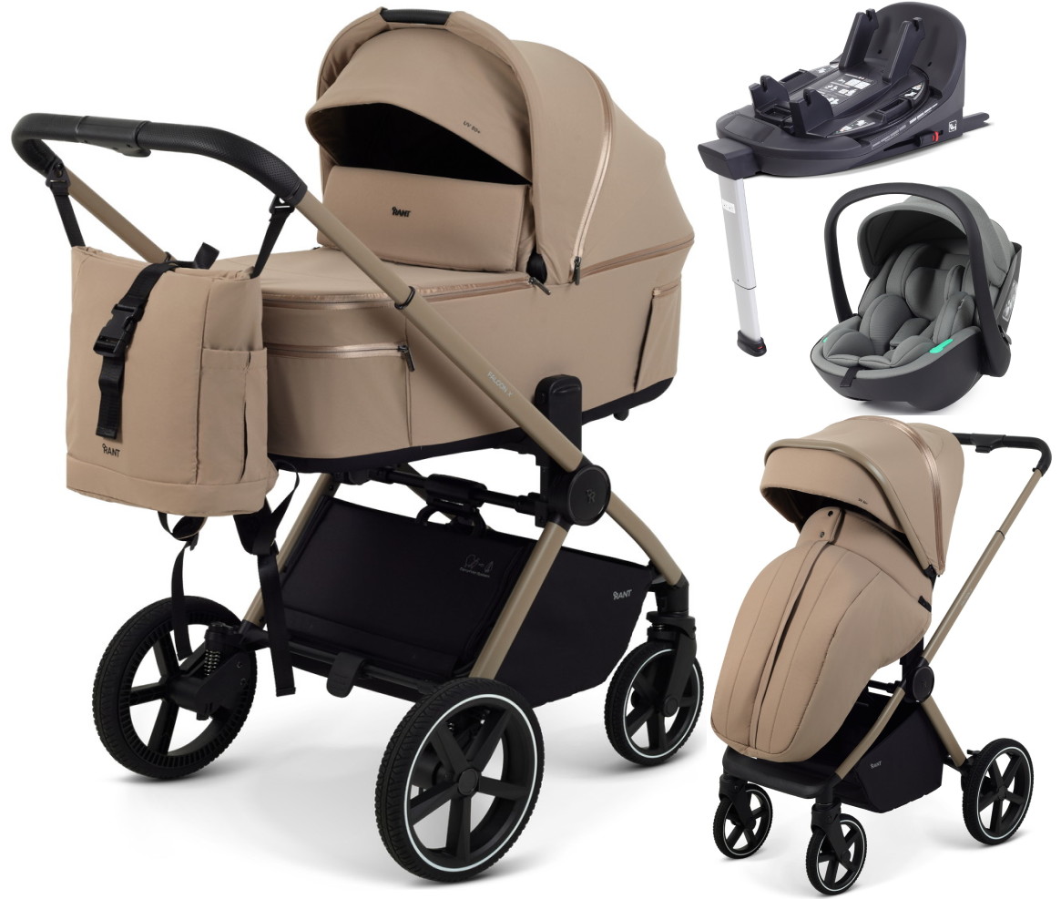 Детская коляска Rant Falcon X 4 в 1 RA126 с автокреслом Miro Olive и базой Beige