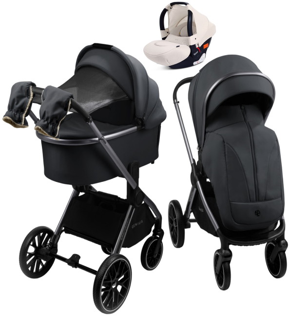 Детская коляска AmaroBaby Genius 3 в 1 с автокреслом Rant Cruise Beige серый