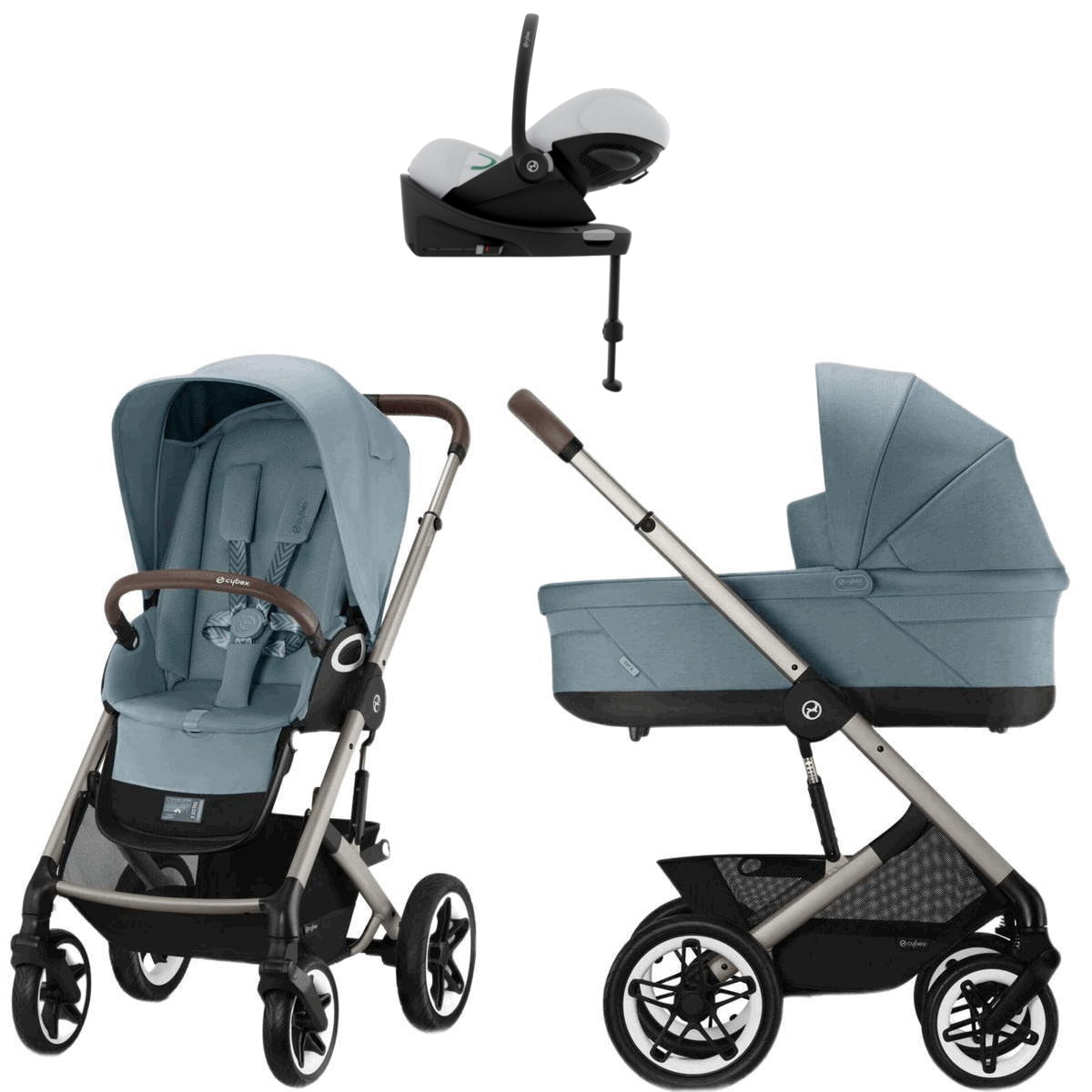 Коляска Cybex Talos S Lux TPE complete Cloud G Fog Grey Base G 4 в 1 Stormy Blue с дождевиками