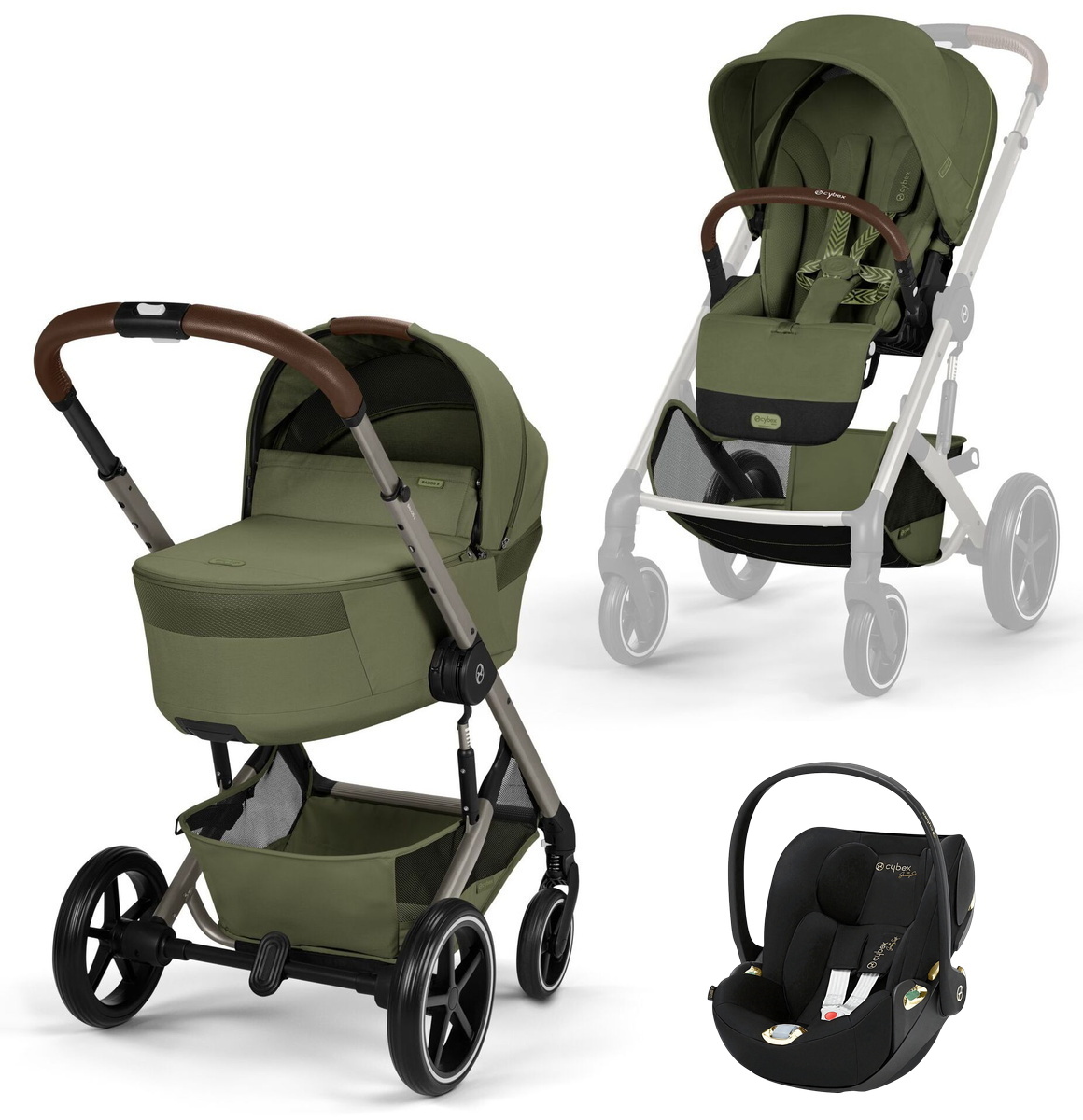 Коляска Cybex Balios S Lux Fold Cot TPE Cloud T Jeremy Scott Wings 3 в 1 Moss Green с дождевиками
