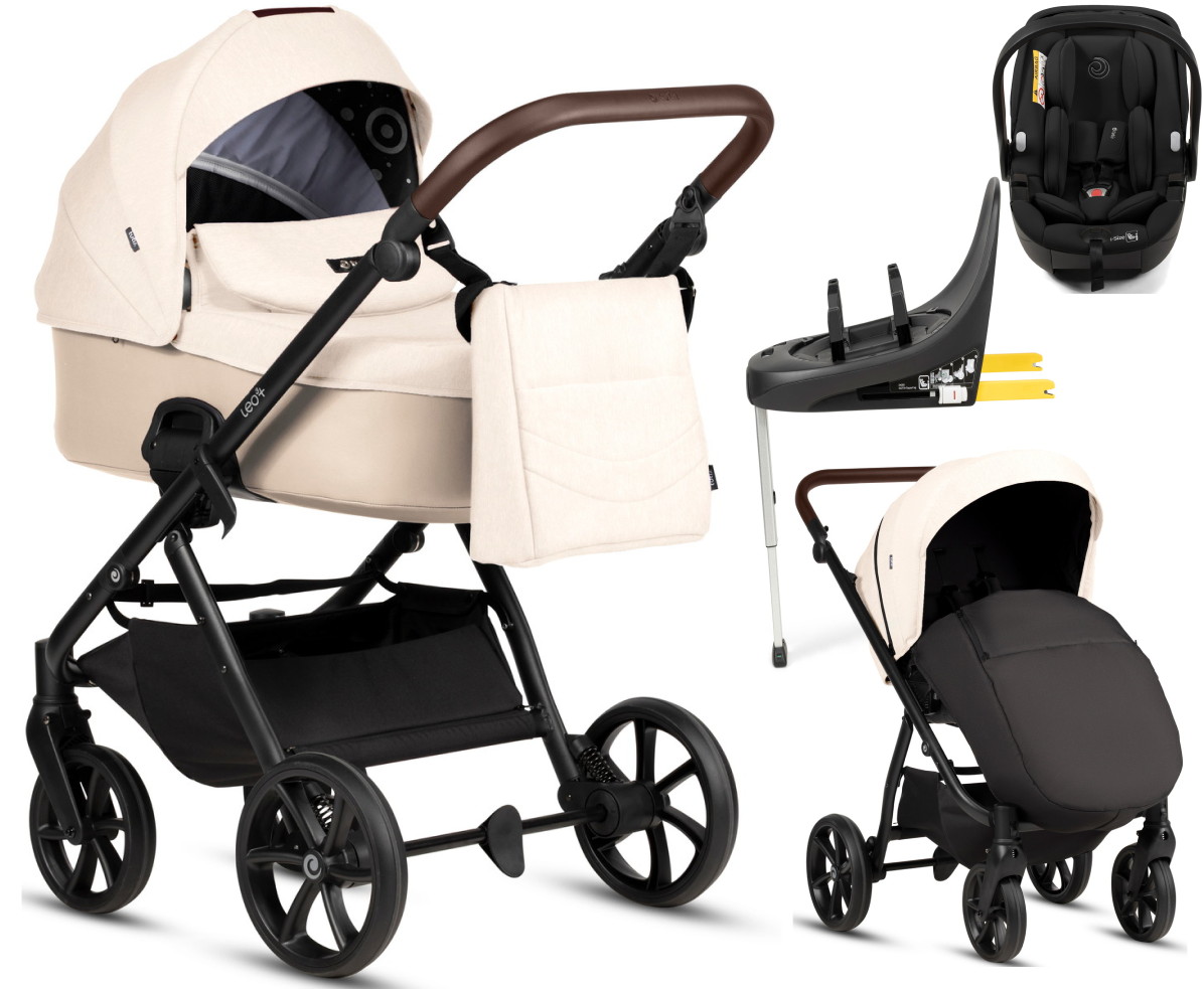 Детская коляска Tutis Leo 3 Plus 4 в 1 с автокреслом Beno Black и базой 1582228 Caramel