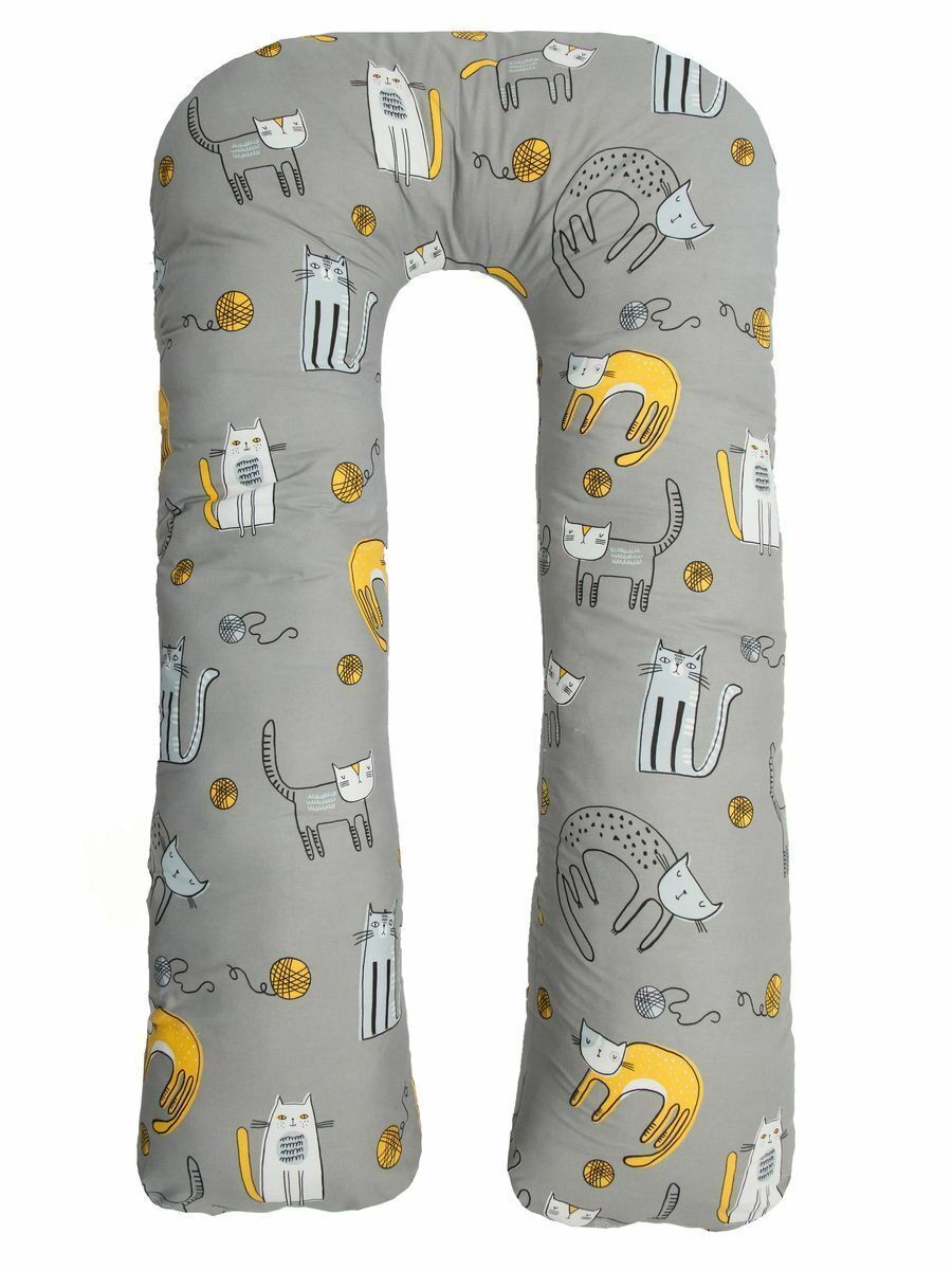 Подушка для беременных AmaroBaby U-образная 340х35 см котики/желтый