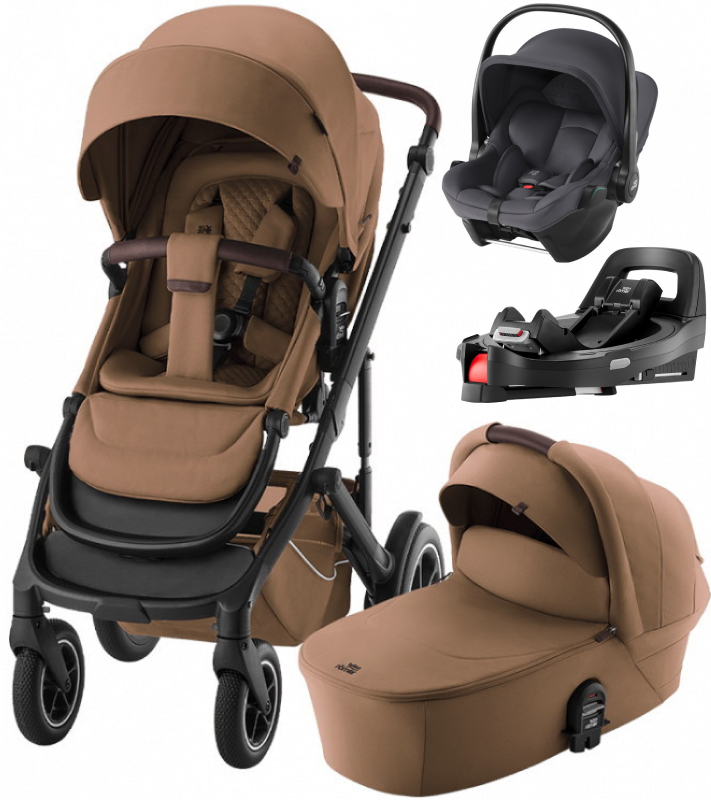 Коляска 4 в 1 Britax Roemer Smile 5Z LUX и автокресло Baby-Safe Core Midnight Grey + Vario Base 5Z Warm Caramel