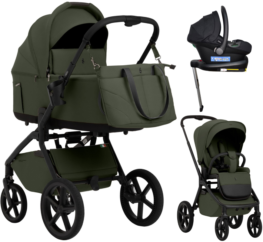 Коляска 4 в 1 Sweet Baby SBL Orso New + автокресло Elegante Plus с базой i-Size ISOFIX DK780 New Dark Green