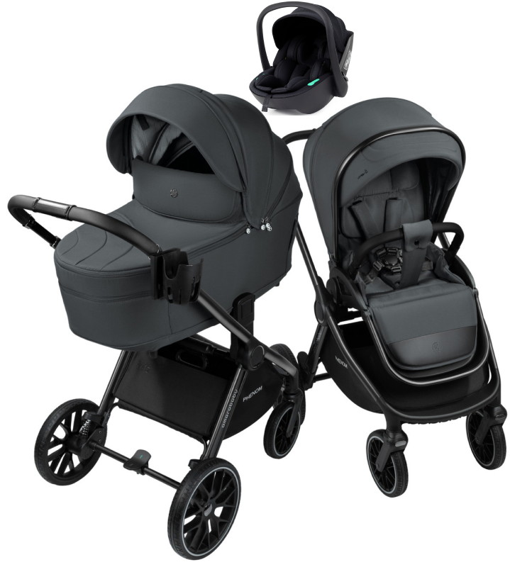 Детская коляска AmaroBaby Phenom 3 в 1 с автокреслом Rant Miro Black графит