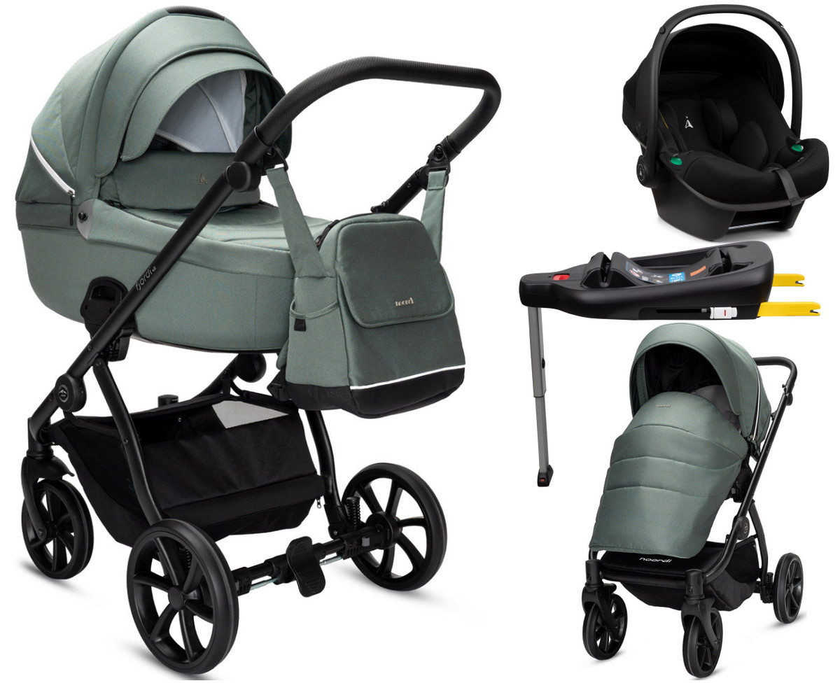 Детская коляска Noordi Fjordi V2 4 в 1 с автокреслом Terra Black и базой 1462842 Fern