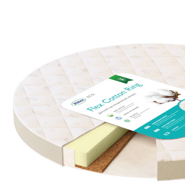 Детский матрас Plitex Flex Cotton Ring 640x640x90 ФК-02/1