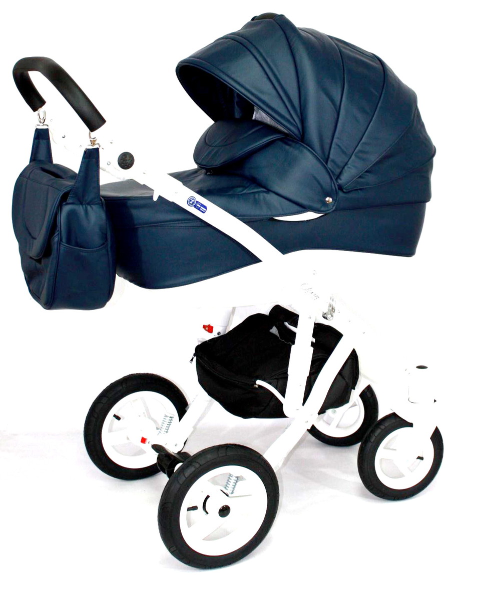 Детская коляска Adamex Gloria Deluxe 3 в 1 50S (Т.СИН. КОЖА 100%)