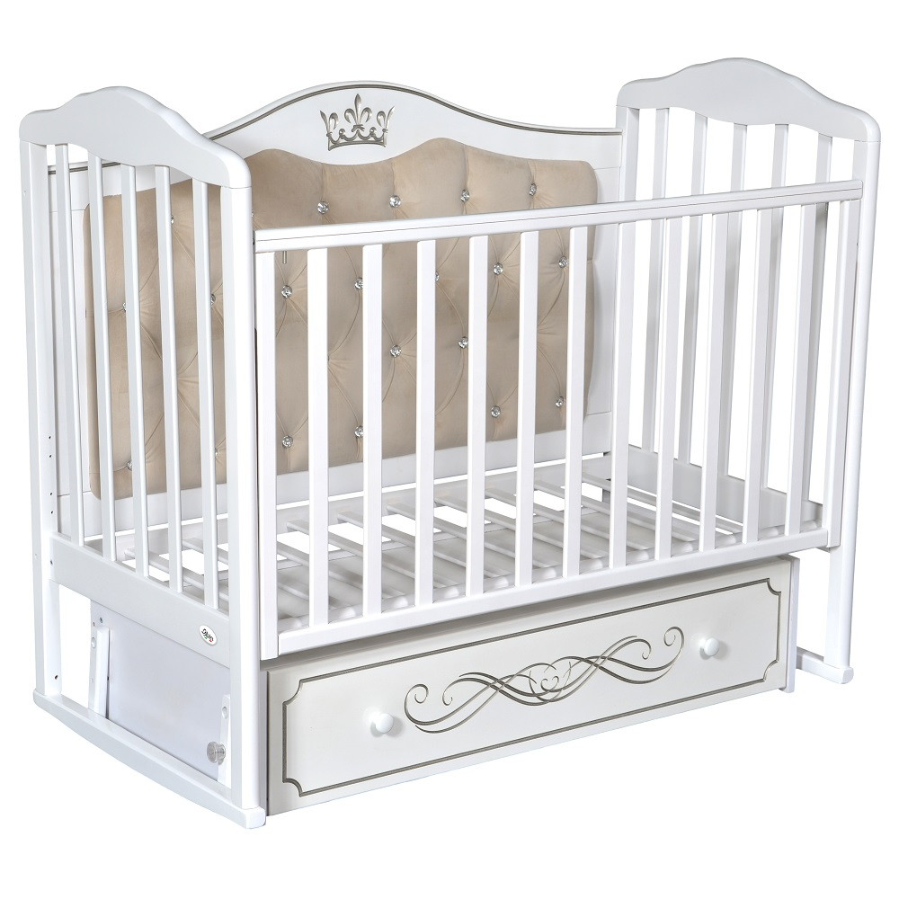 Детская кроватка Oliver Francesca Elegance Premium с универсальным маятником и ящиком Белый