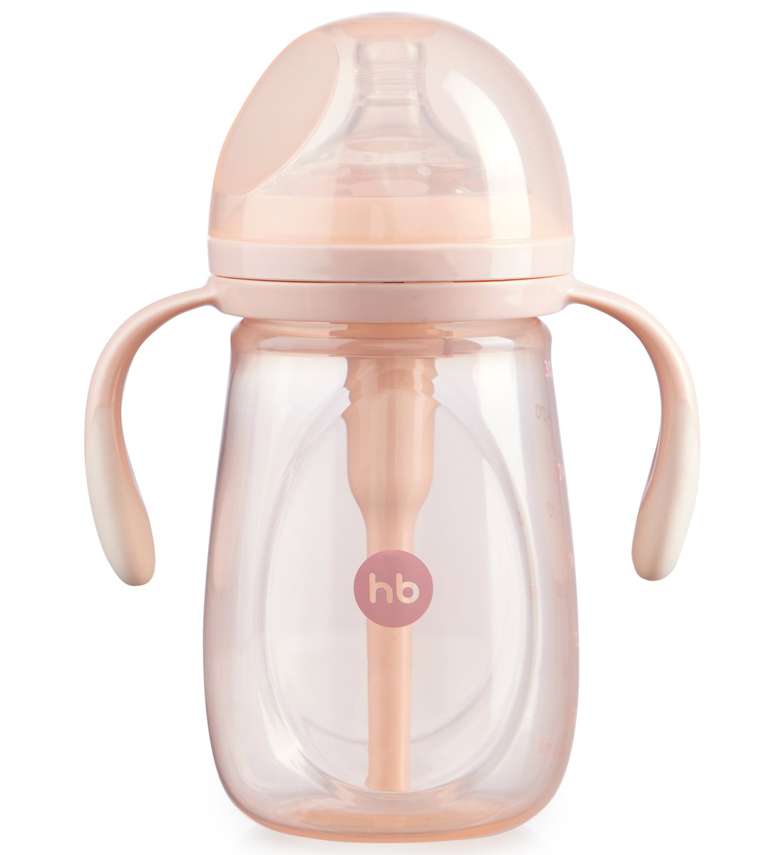 Бутылочка с ручками Happy Baby с силиконовой соской 300 мл pink