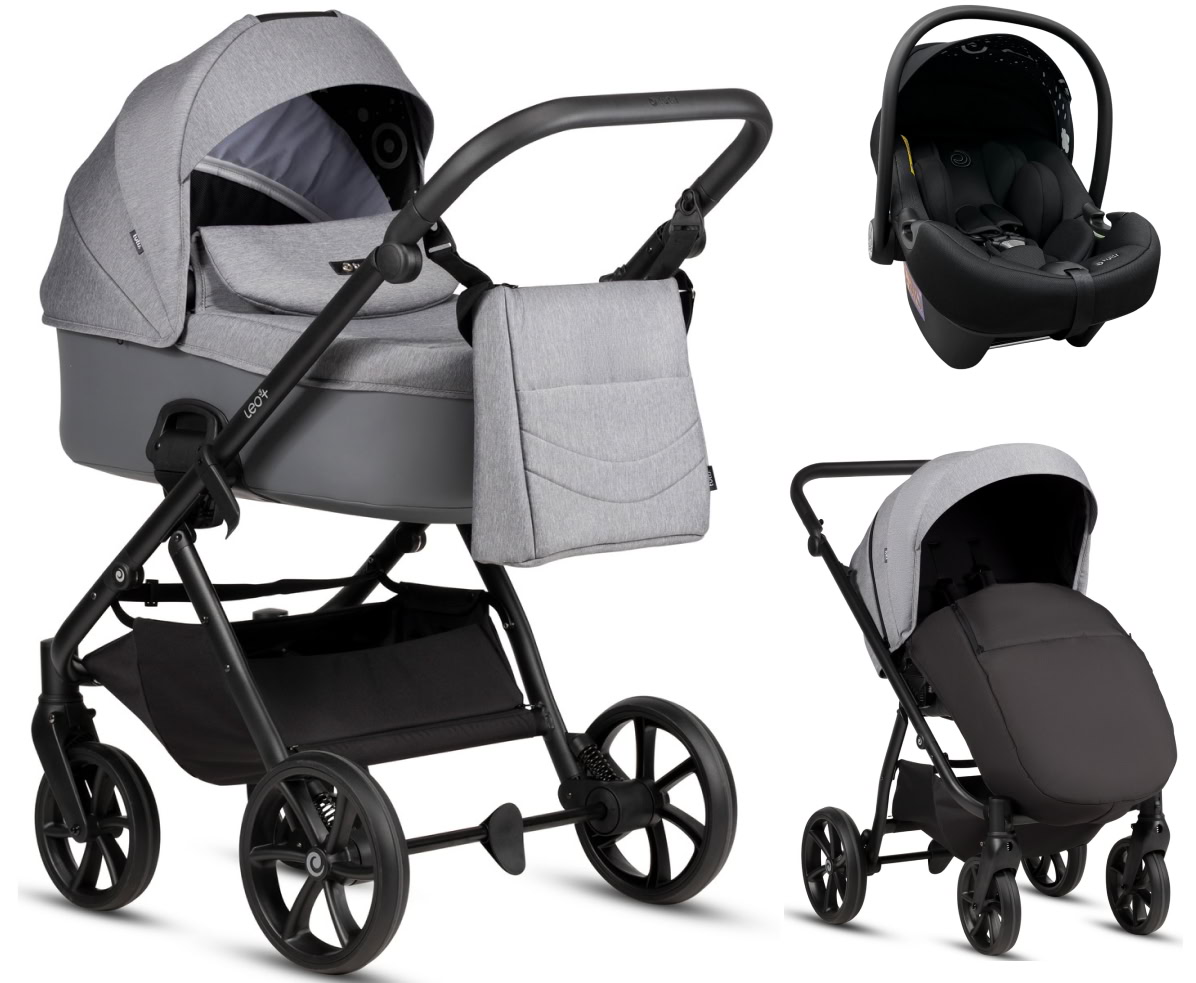 Детская коляска Tutis Leo 3 Plus 3 в 1 с автокреслом Elo Lux EduSky Black 1582227 Stone Grey