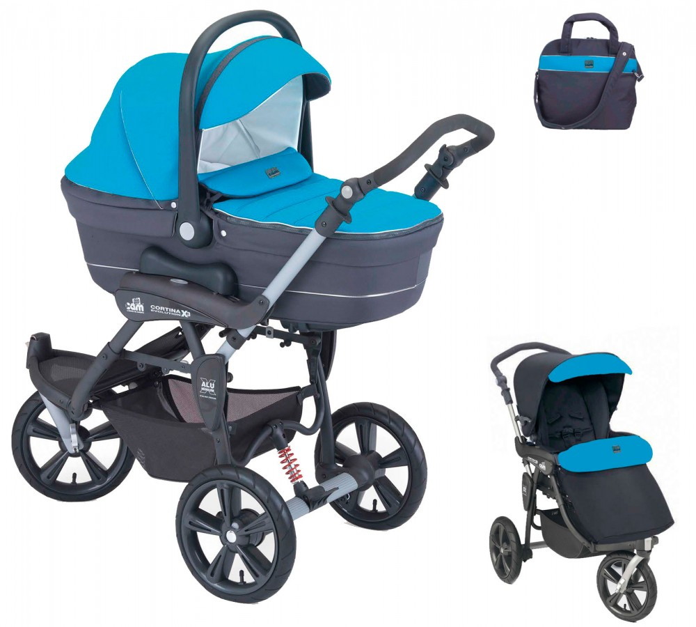 Детская коляска CAM Cortina X3 Tris 2 в 1 Shine Ex 368 голубой