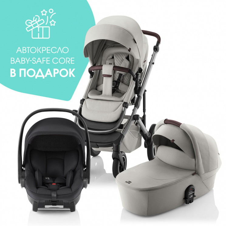 Коляска 3 в 1 Britax Roemer Smile 5Z LUX + Baby-Safe Core Linen Grey + Space Black