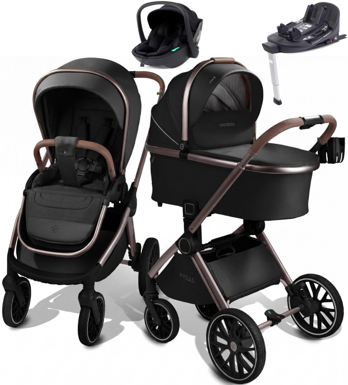 Детская коляска AmaroBaby Motus Premium Ecco Exclusive 4 в 1 с автокреслом Rant Miro Black и базой черный