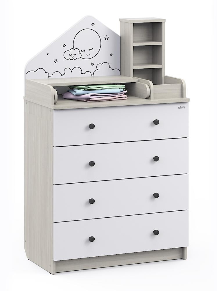 Детский пеленальный комод Атон М Сириус Alf ЛДСП 80/4 шимо светлый-белый