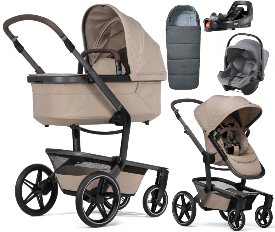 Детская коляска 4 в 1 Joolz Day 5 и автокресло Baby-Safe Core Frost Grey и база Vario Base 5Z + конверт в подарок Sandy taupe