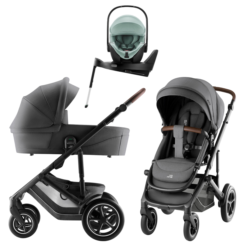 Коляска 3 в 1 Britax Roemer Smile 5Z Style и автокресло Baby-Safe Pro Jade Green + Vario Base 5Z Mineral Grey