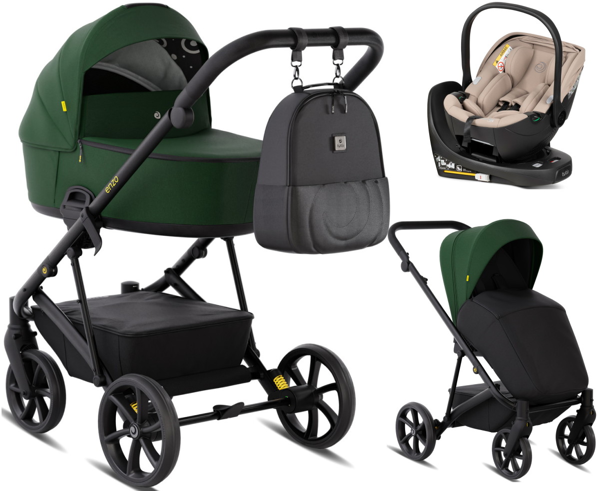 Детская коляска Tutis Enzo 4 в 1 с автокреслом Beno Beige и базой 1702547 Мох/ Moss