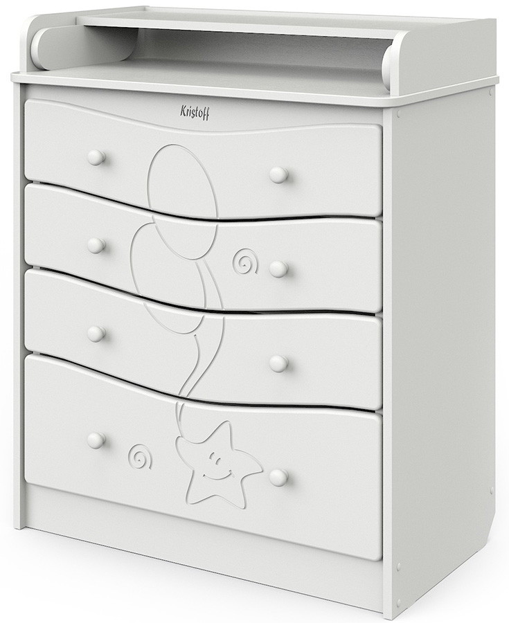 Детский пеленальный комод Атон М Сириус Kristoff с рисунком МДФ 80/4 белый