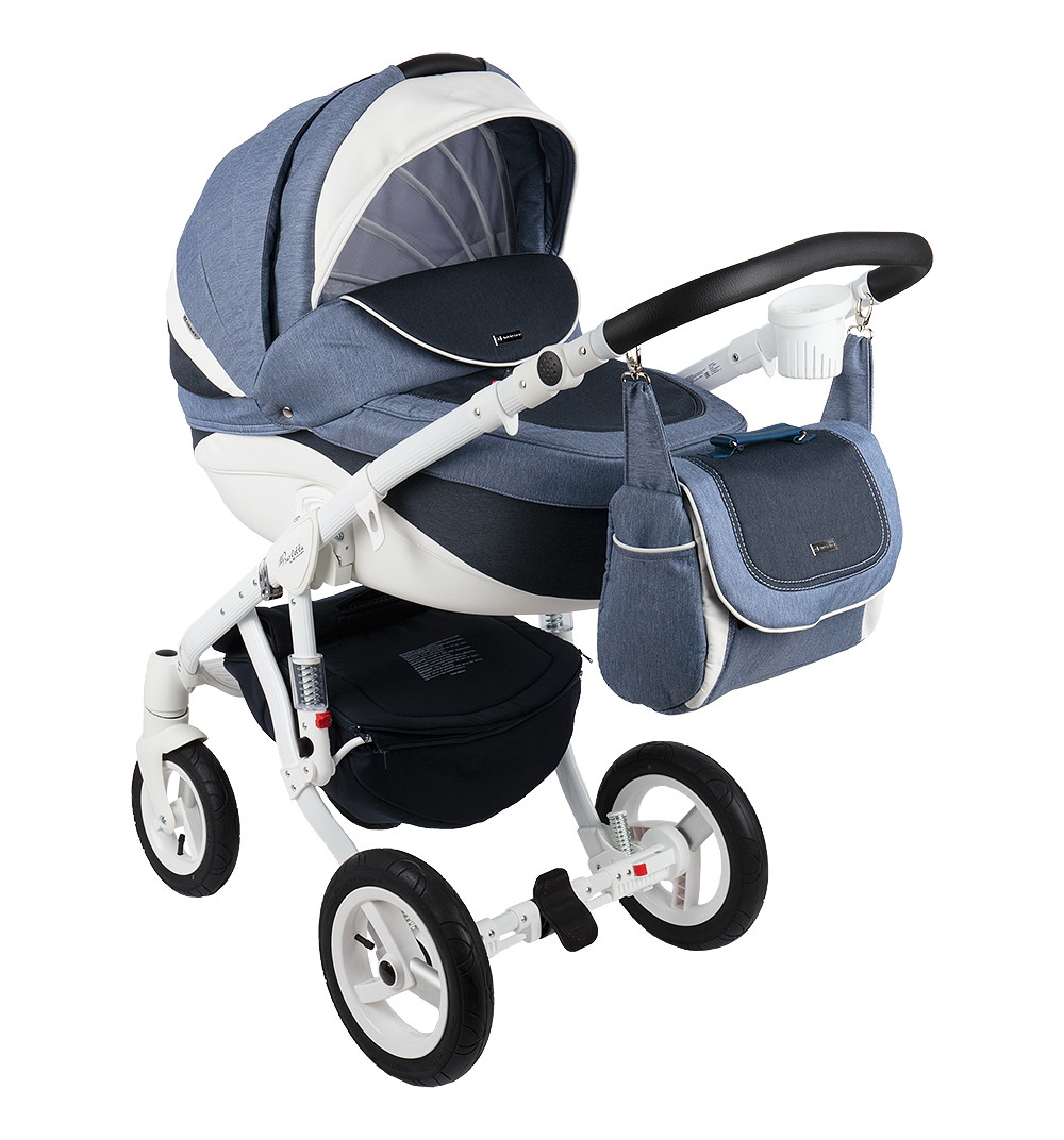Детская коляска Adamex Barletta New 3 в 1 B-08 (голубой+синий+белый)