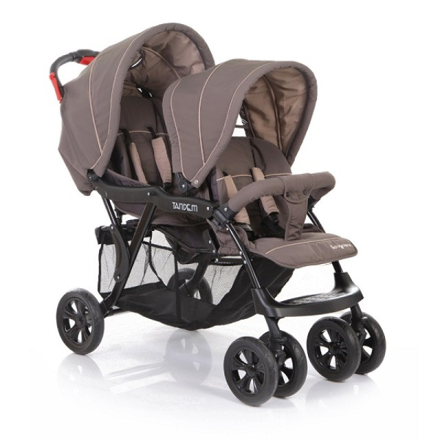 Детская прогулочная коляска Baby Care Tandem для двойни Коричневый/Серый (Brown/Grey)