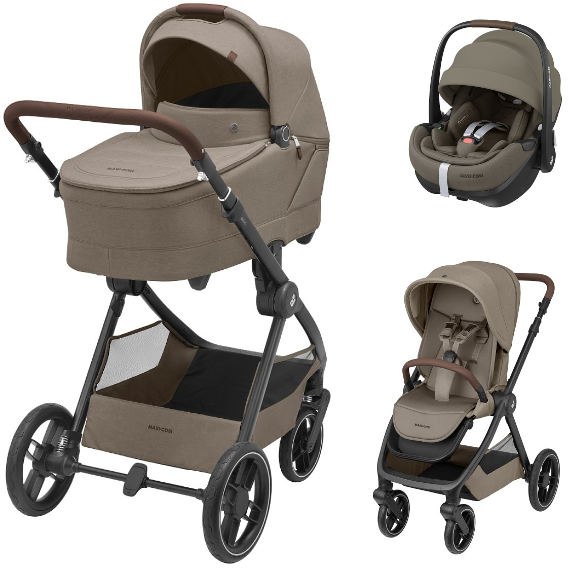 Коляска детская Maxi-Cosi Oxford Plus 3 в 1 с автокреслом Pebble 360 Pro Twillic Truffle 1978470110 Twillic Truffle/Трюфель