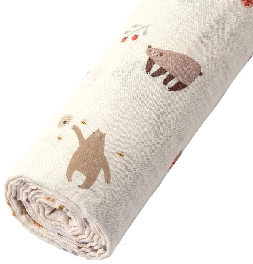 Пелёнка муслиновая Buba Kids, 115х115 см BKMUSSW71 Мишкины лакомства