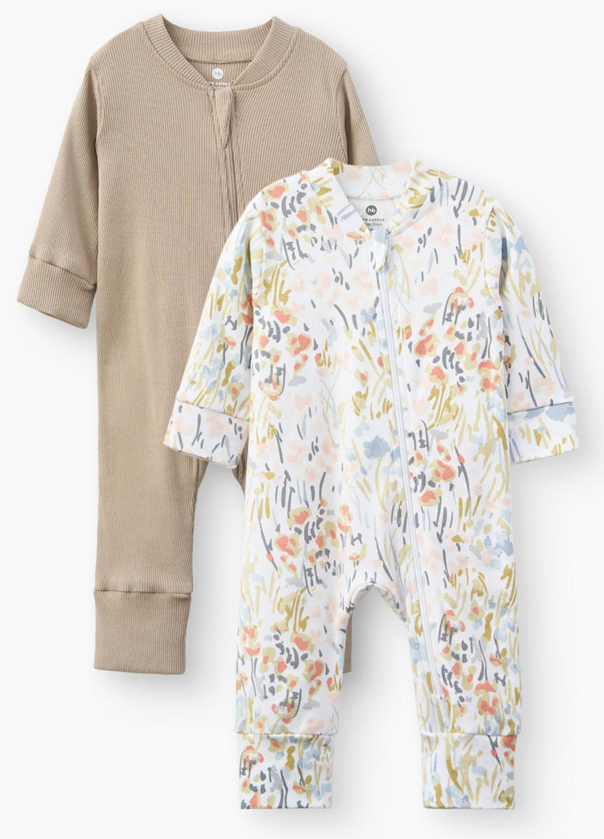 Пижамный комбинезон Happy Baby 2 шт. 90136-0 ЧЗ цветы/flowers 56