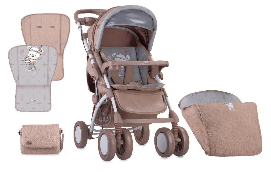 Детская прогулочная коляска Bertoni Lorelli Toledo с накидкой на ножки Бежевый / Beige Indian Bear 1826